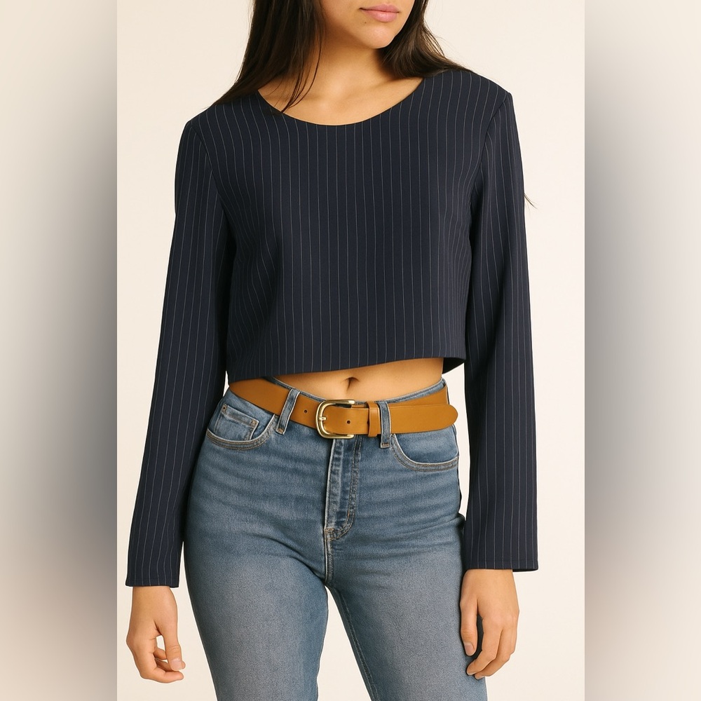 DKNY Navy Pinstripe Crop Top BNWT
